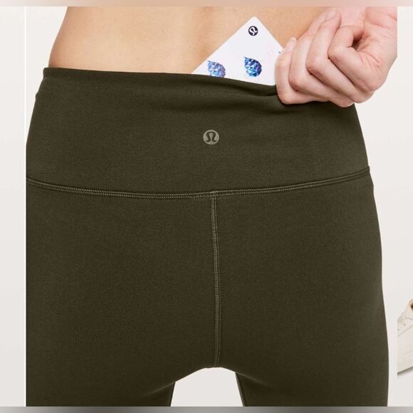 Lululemon Dark Olive Green Mesh Reveal 26” Tight Legging - Picture 5 of 11